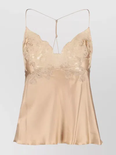 ERMANNO SCERVINO SLEEVED TOP WITH LACE AND SATIN