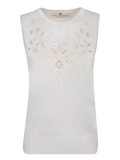 Ermanno Scervino Sleeveless Broderie Anglaise Tank Top In White