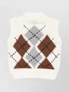 Ermanno Scervino Pure Cashmere Top With Two-tone Argyle Motif In Multi