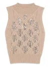 Ermanno Scervino Sleeveless High Neck Knit Top In Neutral
