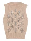 Ermanno Scervino Sleeveless High Neck Knit Top In Pink
