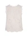ERMANNO SCERVINO SLEEVELESS TOP IN WHITE FLORAL LACE