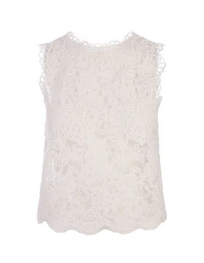 Ermanno Scervino Sleeveless Top In White Floral Lace