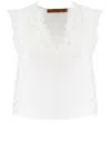 Ermanno Scervino Sleeveless Top With Exquisite Lace Detailing In White