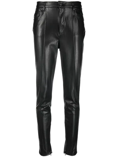 Ermanno Scervino Slim-fit Pants With Leather-like Finish In Black