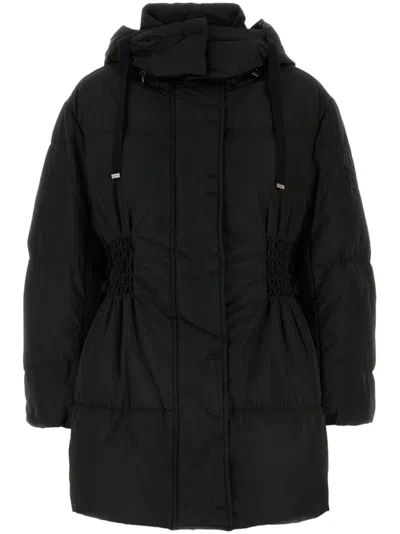 Ermanno Scervino Smocked Hooded Puffer Jacket In Black