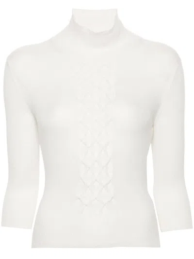 Ermanno Scervino Smocked-panel Sweater In White