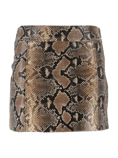 Ermanno Scervino Snakeskin Pattern Fitted Silhouette Mini Skirt In Brown