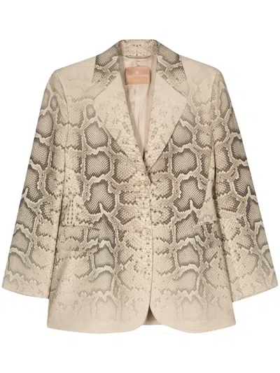 Ermanno Scervino Snakeskin-print Blazer In Yellow