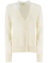 Ermanno Scervino Snow White Cardigan With Lace Applique