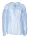 Ermanno Scervino Lace-trimmed Blouse In Blue