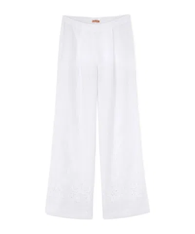 Ermanno Scervino Soft Linen Trousers With In White