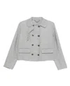 Ermanno Scervino Soft Wool-polyamide Blend Cropped Double-breasted Jacket In Gray