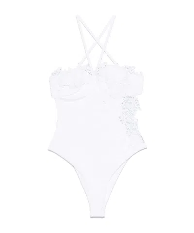 Ermanno Scervino Spaghetti Strap Swimsuit In White