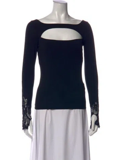 Pre-owned Ermanno Scervino Square Neckline Long Sleeve Top In Black