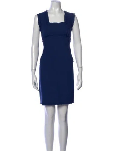 Pre-owned Ermanno Scervino Square Neckline Mini Dress In Blue