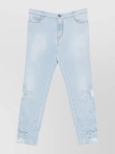 Ermanno Scervino Straight Denim Jeans Belt Loops Lace In Blue