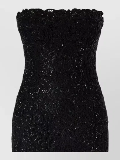 Ermanno Scervino Strapless Lace Dress Fitted Silhouette In Black