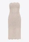 Ermanno Scervino Strapless Lace Midi Dress In White