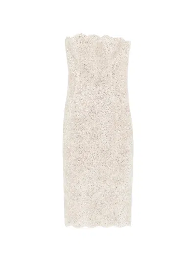 Ermanno Scervino Strapless Midi Dress In Neutral