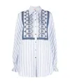 Ermanno Scervino Stripe-print Embroidered Shirt In White