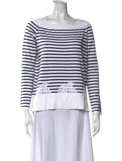 Pre-owned Ermanno Scervino Striped Bateau Neckline Sweater In White