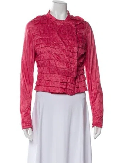 Pre-owned Ermanno Scervino Striped Biker Jacket W/ Tags In Pink