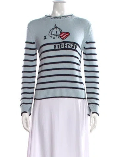 Pre-owned Ermanno Scervino Striped Crew Neck Sweater In Blue
