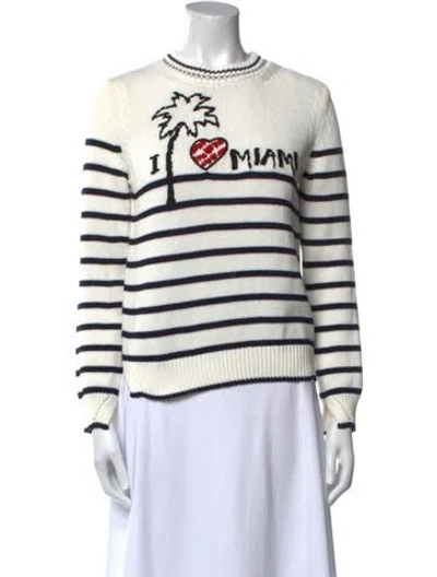 Pre-owned Ermanno Scervino Striped Crew Neck Sweater In White