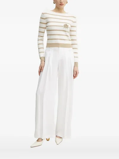 Ermanno Scervino Striped Embellished Sweater In White