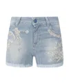 Ermanno Scervino Striped Embroidered Shorts In Gray
