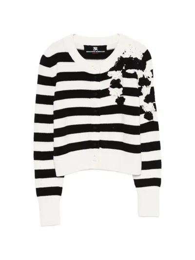 Ermanno Scervino Striped Floral Cardigan In White