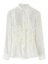 Ermanno Scervino Striped Lace-insert Shirt In Neutral