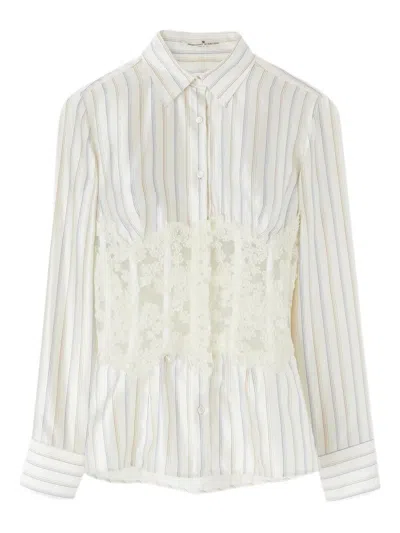 Ermanno Scervino Striped Lace-insert Shirt In Neutral