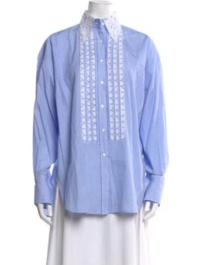 Pre-owned Ermanno Scervino Striped Long Sleeve Blouse In Blue