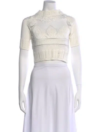 Pre-owned Ermanno Scervino Striped Mock Neck Sweater In Neutral