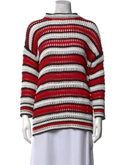 Pre-owned Ermanno Scervino Striped Mock Neck Sweater In Red