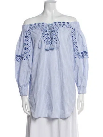 Pre-owned Ermanno Scervino Striped Off-the-shoulder Blouse In Multi
