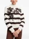 Ermanno Scervino Striped-pattern Floral-applequé Sweater In White