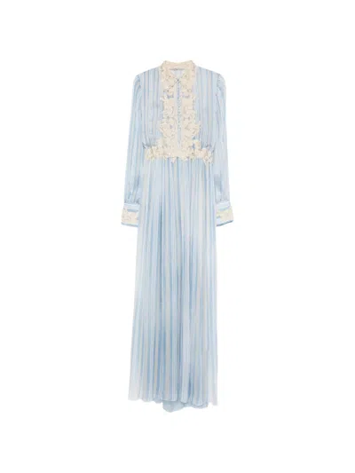 Ermanno Scervino Striped-pattern Maxi Dress In Blue