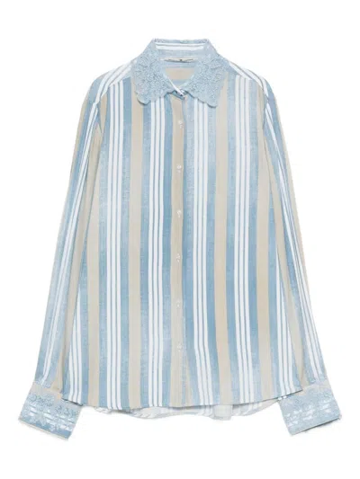Ermanno Scervino Striped Shirt In Blue