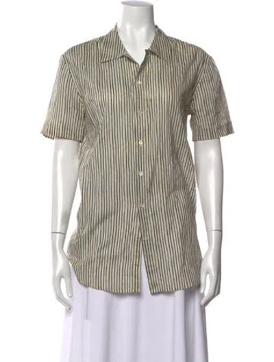 Pre-owned Ermanno Scervino Striped Short Sleeve Button-up Top In Neutral