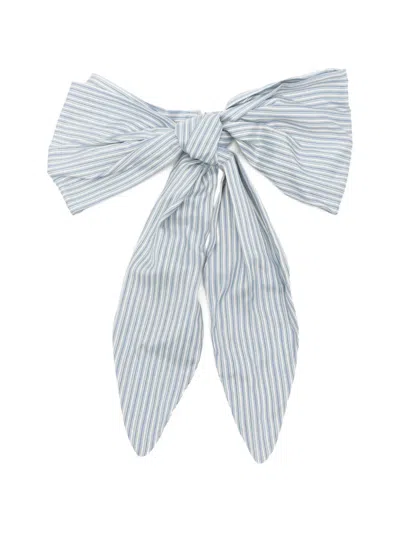 Ermanno Scervino Striped Silk Bow Tie In Gray
