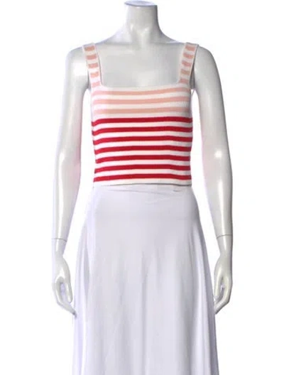 Pre-owned Ermanno Scervino Striped Square Neckline Crop Top In White