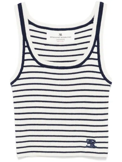 Ermanno Scervino Striped Tank Top In White