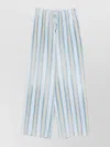 Ermanno Scervino Striped Wide Leg Trousers Featuring Side Pockets In Blue