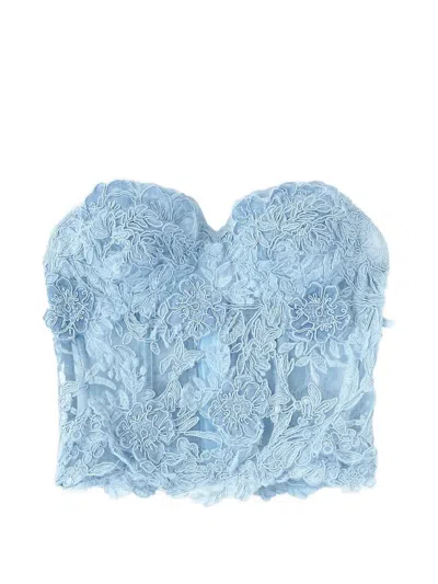 Ermanno Scervino Structured Rebrode Lace Bustier Top In Blue