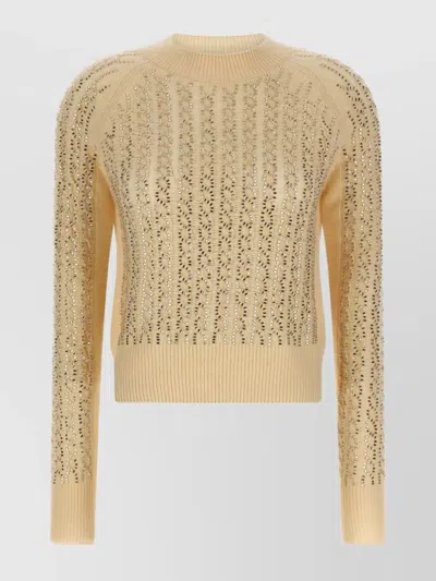ERMANNO SCERVINO STUDDED KNIT SWEATER OPEN PATTERN