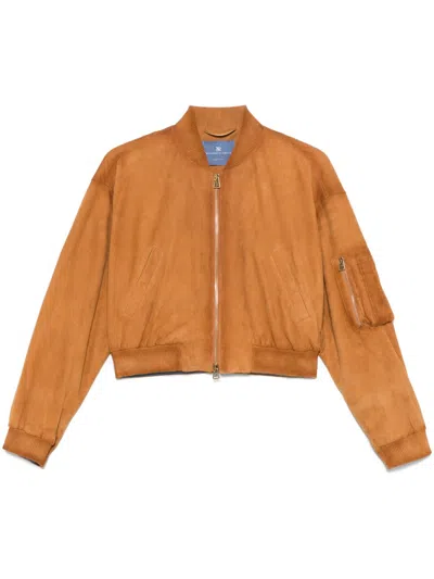 Ermanno Scervino Suede Bomber Jacket In Brown