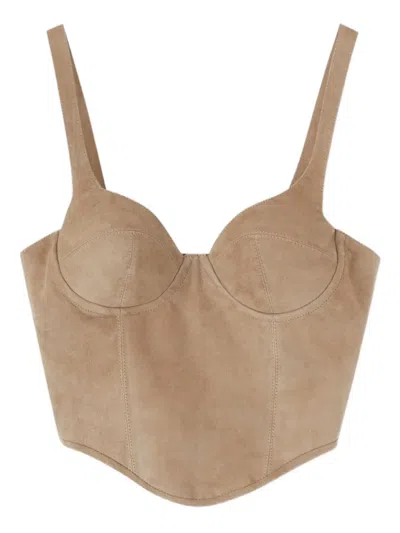 Ermanno Scervino Suede Bustier Top In Multi